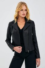 Women slim fit leather jacket
