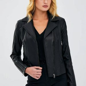Women slim fit leather jacket