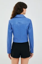 Women's Blue Leather Jacket