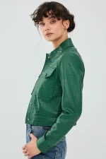Women's Green Leather Jacket