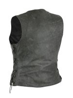 Grey Leather Vest Womens