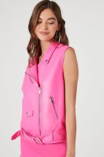 Pink Leather Vest Womens US