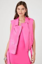 Women Pink Leather Vest