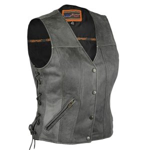 Womens Grey Leather Vest