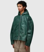 Green Hooded Leather Jacket USA