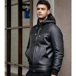 Black Leather Hooded Jacket United States