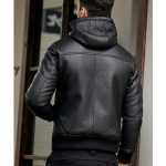Black Leather Hooded Jacket