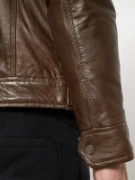 Brown Hooded Leather Jacket US