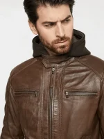 Brown Hooded Leather Jacket United States