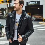Hooded Leather Biker Jacket