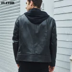 Hooded Leather Biker Jacket USA