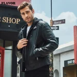 Hooded Leather Biker Jacket United States