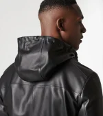 Hooded Leather Bomber Jacket US