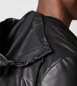 Hooded Leather Bomber Jacket USA