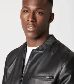 Hooded Leather Bomber Jacket United States
