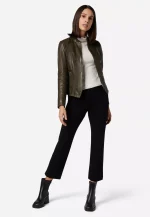 Olive Green Leather Jacket US