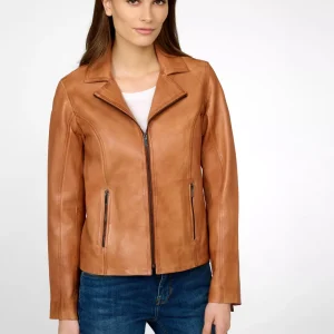 Petite Brown Leather Blazer
