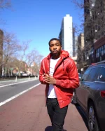 Red Hooded Leather Jacket