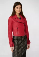 Red Leather Motorcycle Jacket Womens