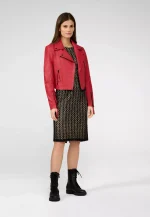 Red Leather Motorcycle Jacket Womens US