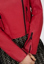 Red Leather Motorcycle Jacket Womens