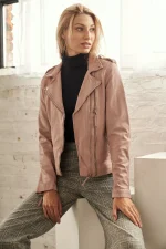 Rose Pink Leather Jacket