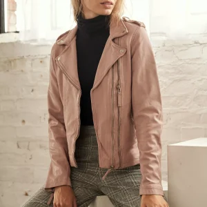 Rose Pink Leather Jacket