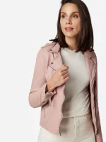 Rose Pink Leather Jacket