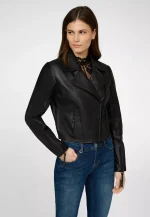 Womens Black Leather Biker Jacket