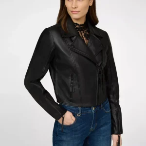 Womens Black Leather Biker Jacket