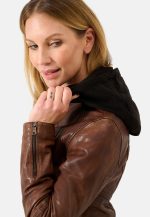 Womens Brown Leather Jacket With Hood United States