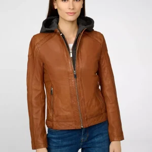 Womens Brown Leather Motorcycle Jacket