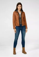 Womens Brown Leather Motorcycle Jacket US
