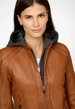 Womens Brown Leather Motorcycle Jacket United States