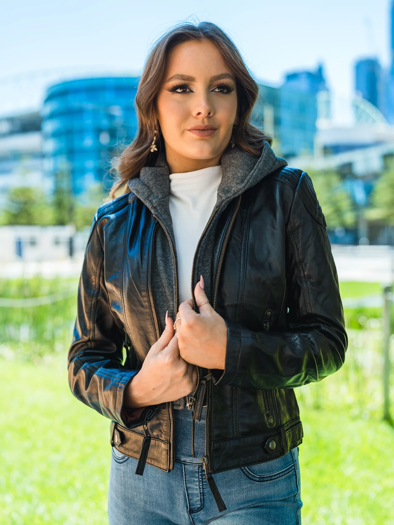 Womens Hooded Leather Jacket Womens Hooded Leather Jacket