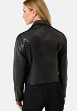 Womens Black Leather Motorcycle Jacket USA