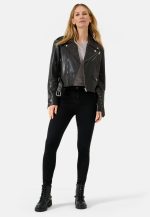 Womens Black Leather Motorcycle Jacket US