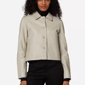 Beige Leather Jacket Women