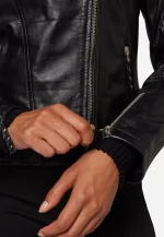 Black Leather Jacket with Silver Studs