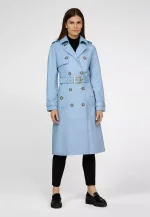 Blue Leather Trench Coat