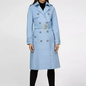 Blue Leather Trench Coat