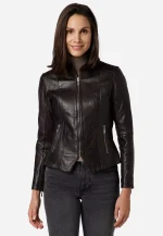 Brown Leather Biker Jacket Womens
