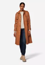 Brown Leather Trench Coat US