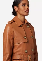 Brown Leather Trench Coat