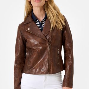Chocolate Brown Leather Jacket Womens