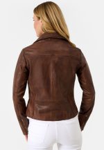 Chocolate Brown Leather Jacket Womens USA