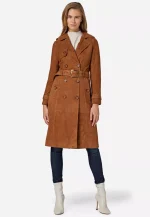 Cognac Leather Trench Coat