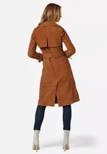 Cognac Leather Trench Coat USA