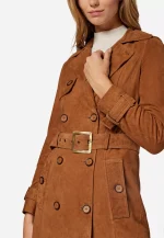 Cognac Leather Trench Coat United States