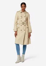 Cream Leather Trench Coat
